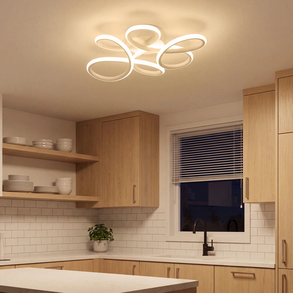 ZMH Lampada da Soffitto LED 24W 3000K Bianca Fiore Moderna in Metallo per Soggiorno Sala da Pranzo Camera Bambino