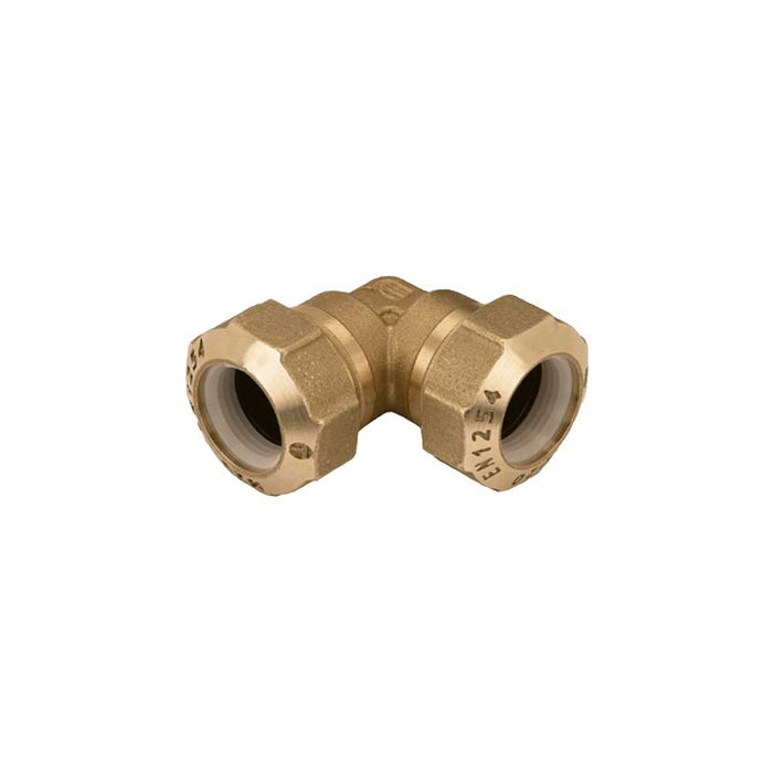 Raccordo curvo doppio in ottone per polietilene