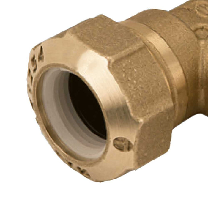 Raccordo curvo doppio in ottone per polietilene