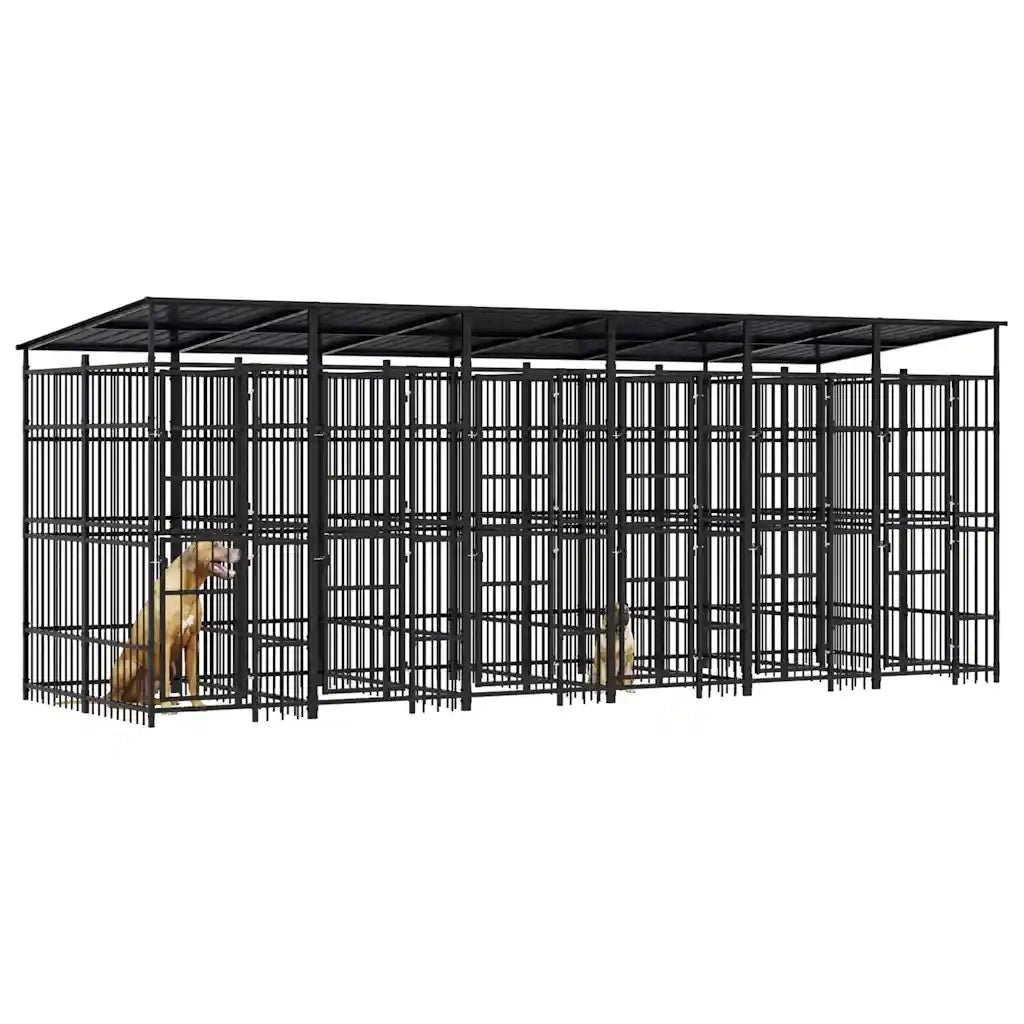 Gabbia per Cani da Esterno con Tetto in Acciaio 11,06 mÂ² cod mxl 44271