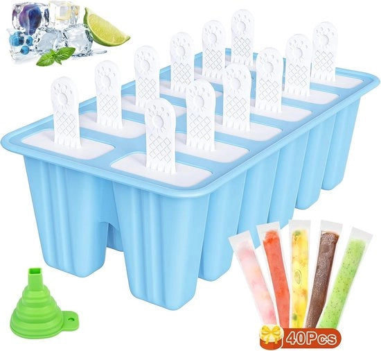 Set di confezione per cubetti di ghiaccio 12 pezzi con cucchiaio e sacchetti di ghiaccio - Riciclabile e BPA libero