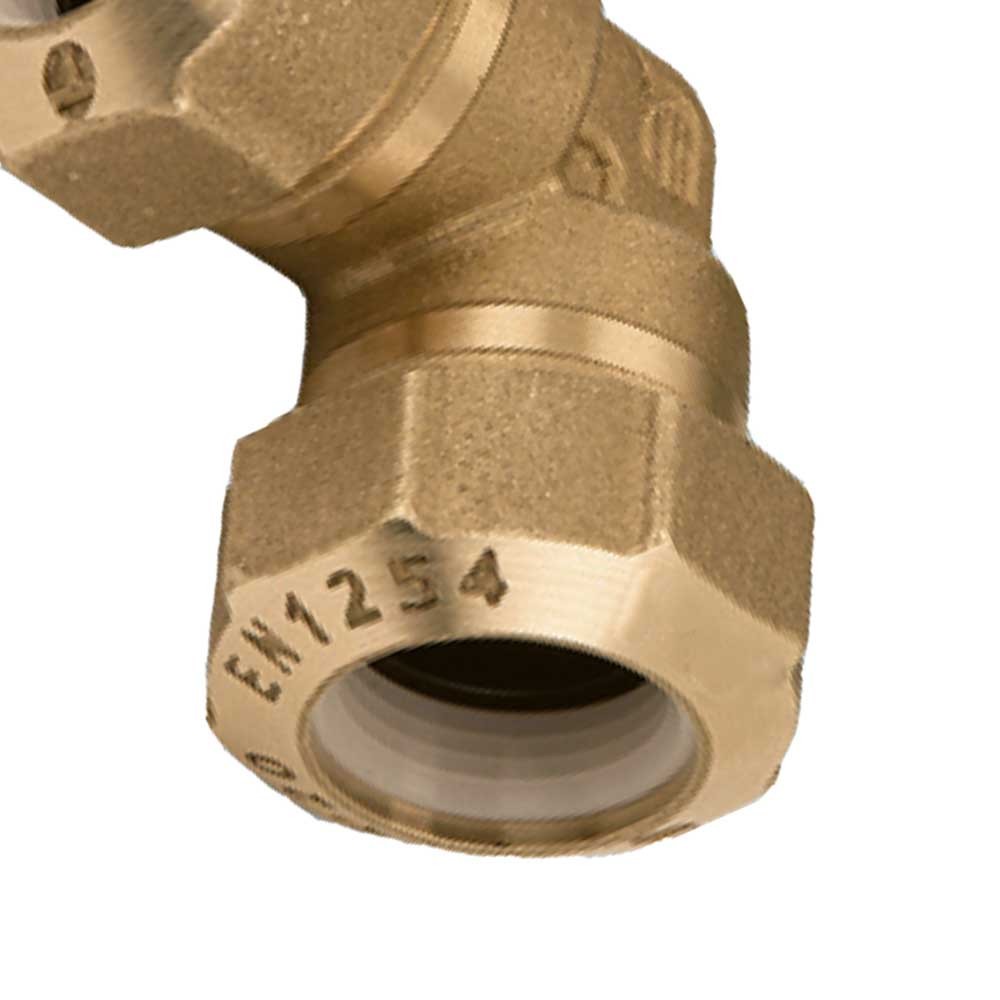 Raccordo curvo doppio in ottone per polietilene