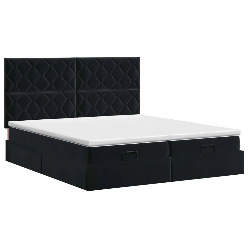 Letto ottomano con materasso con testiera 2 pz Nero Velluto 3457940