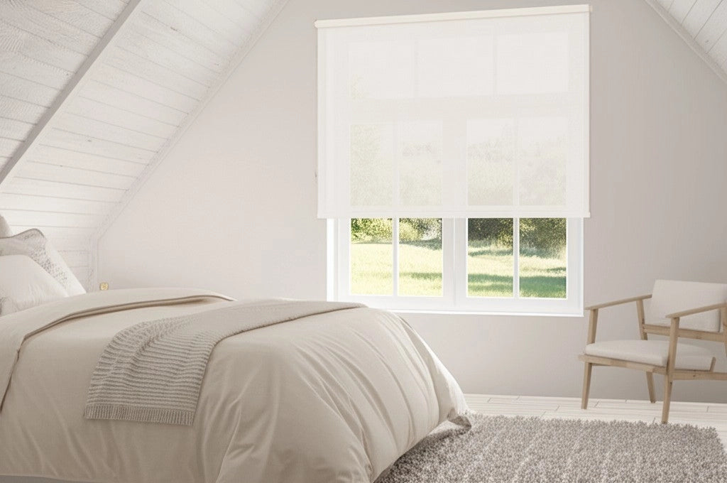 Tenda a rullo Viewtex Screen  5% Grado di apertura bianco lino 150 x 250 cm - Made in Europe - 5 anni di garanzia