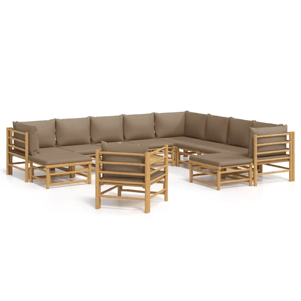 Set Salotto da Giardino 12pz con Cuscini Tortora BambÃ¹
