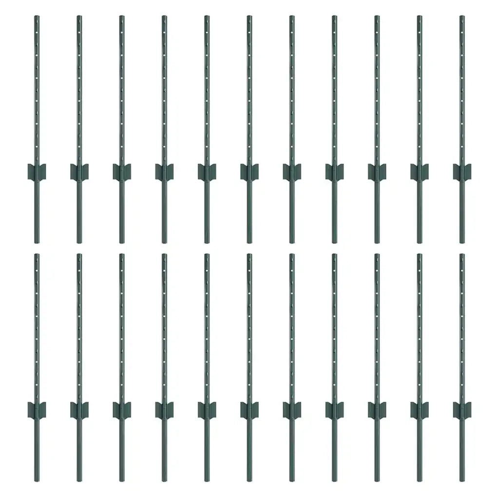 Palo della recinzione 22 pz Verde 100 cm Acciaio CFW8457229