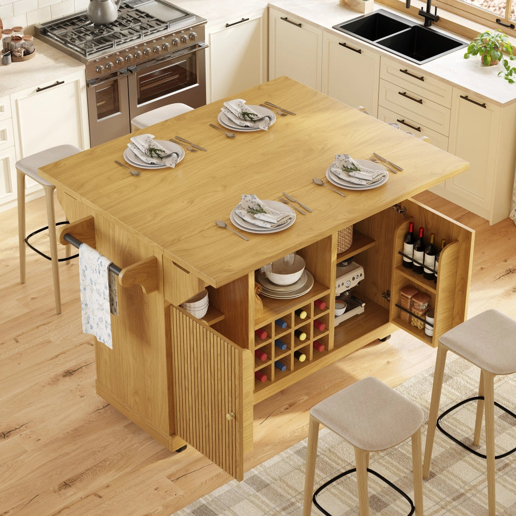 Carrello da cucina mobile con vani aperti; ripiani regolabili e portabottiglie; per cucina e sala da pranzo