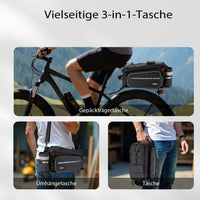 Borsa per portapacchi posteriore bici espandibile fino a 20 L grigia, impermeabile e multiuso, scomparto laptop ed elementi riflettenti