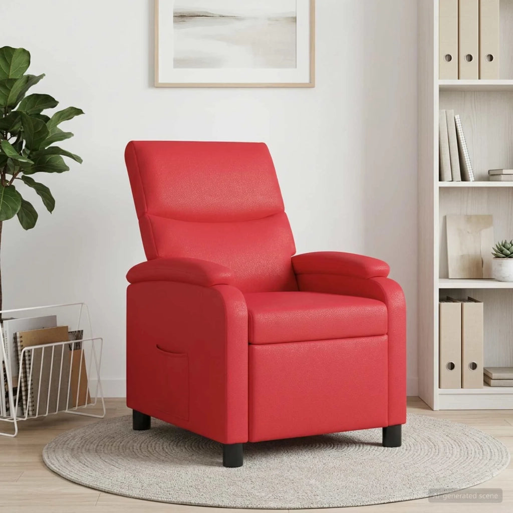 Divano Sedia-Poltrona reclinabile Rosso Similpelle 590911