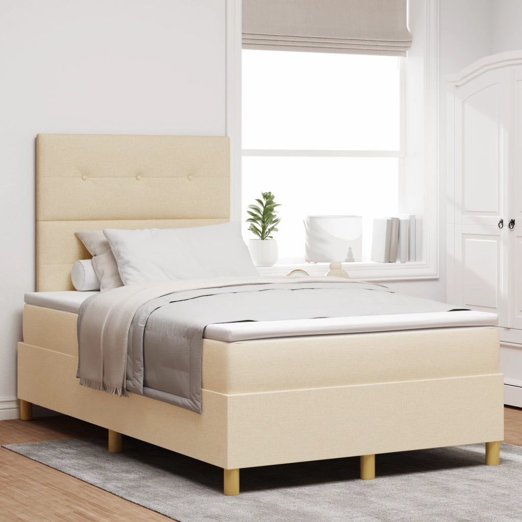 Letto con Box Spring e Materasso Panna 120x200 cm Tessuto