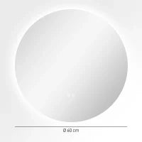kleankin Specchio Bagno con Luci LED Regolabili, Interruttori Touch e Design Antiappannamento, Ø60 cm