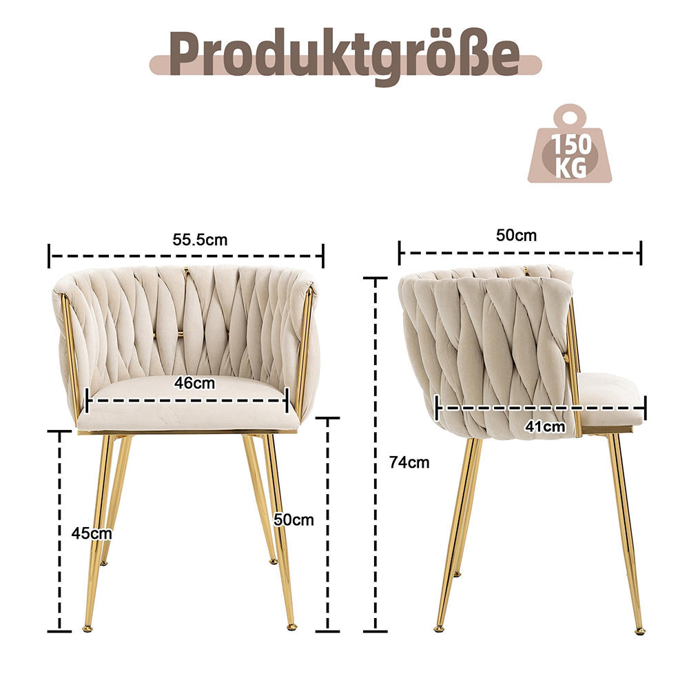 Set 2 sedie da pranzo - Xylo - velluto con gambe dorate