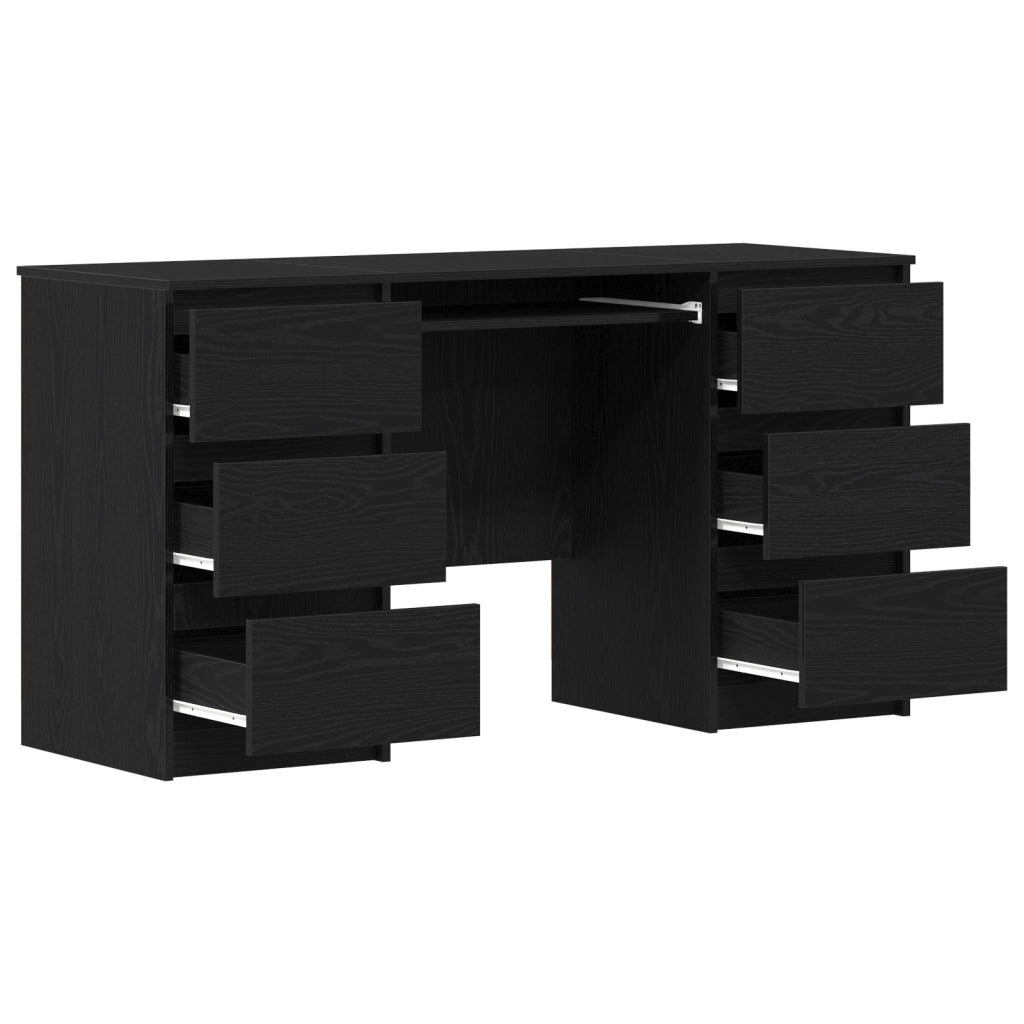 Scrivanie 2 pezzi in rovere nero 140x50x76 cm in legno ingegnerizzato