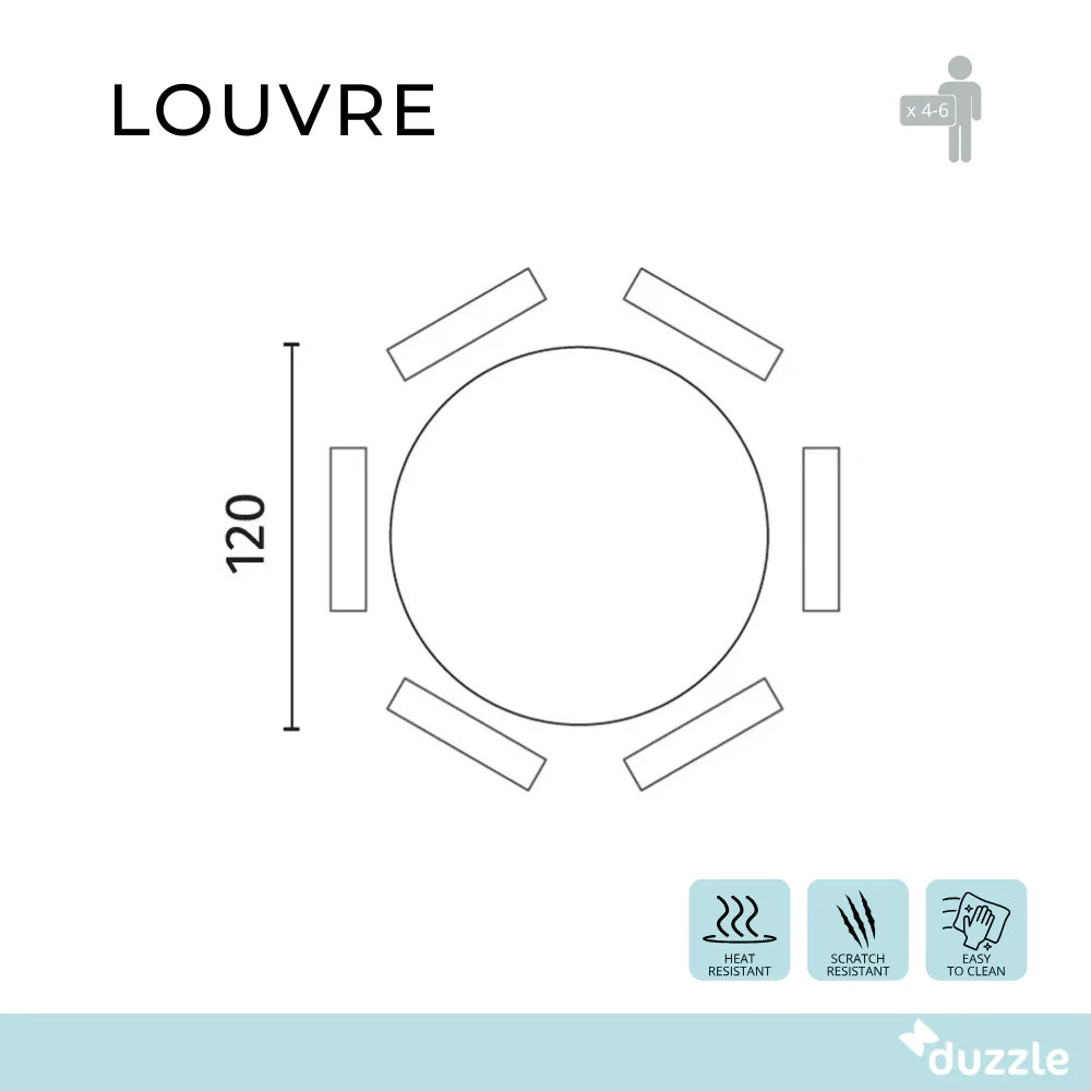 Tavolo da pranzo fisso in vetro temperato con gambe grigio cromato Louvre 120x120 cm fino a 6 posti | Duzzle
