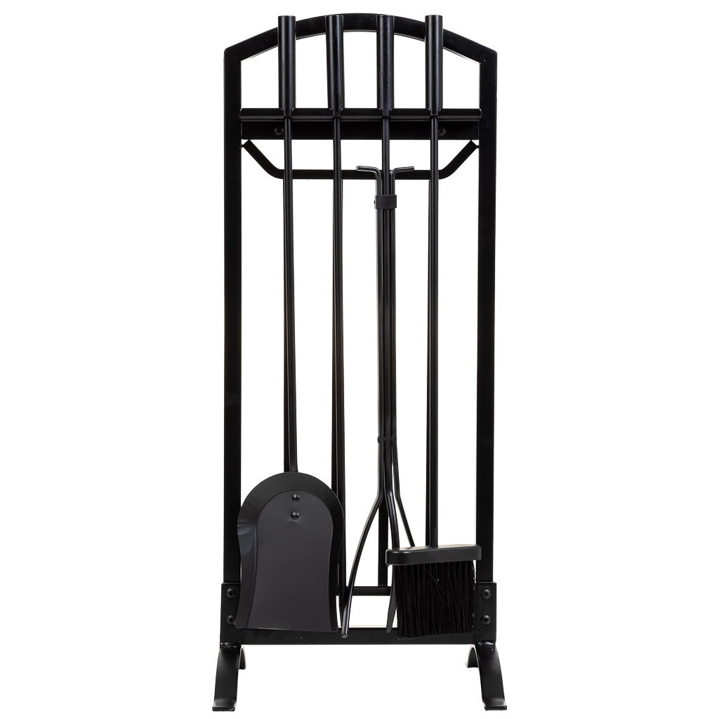 Set di attrezzi per camino in metallo nero 5 pezzi 31x27x75,8h cm