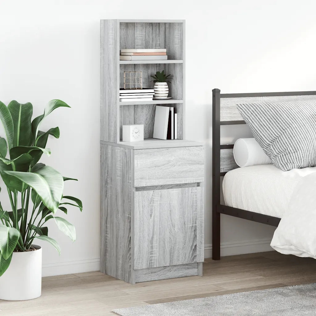 Comodino | Armadio da Notte | Mobiletto da notte Grigio Sonoma 39x35x125 cm in Legno Multistrato