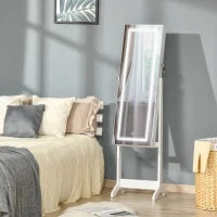 Specchio Portagioie Autoportante con Luce LED, Inclinazione Regolabile e Serratura, 46x36.5x151.5cm