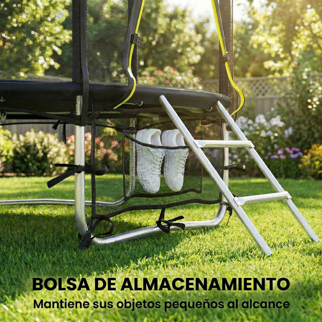Trampolino Esterno con Rete di Sicurezza e Scala ¨C Zephmum ¨C Nero ?183 cm