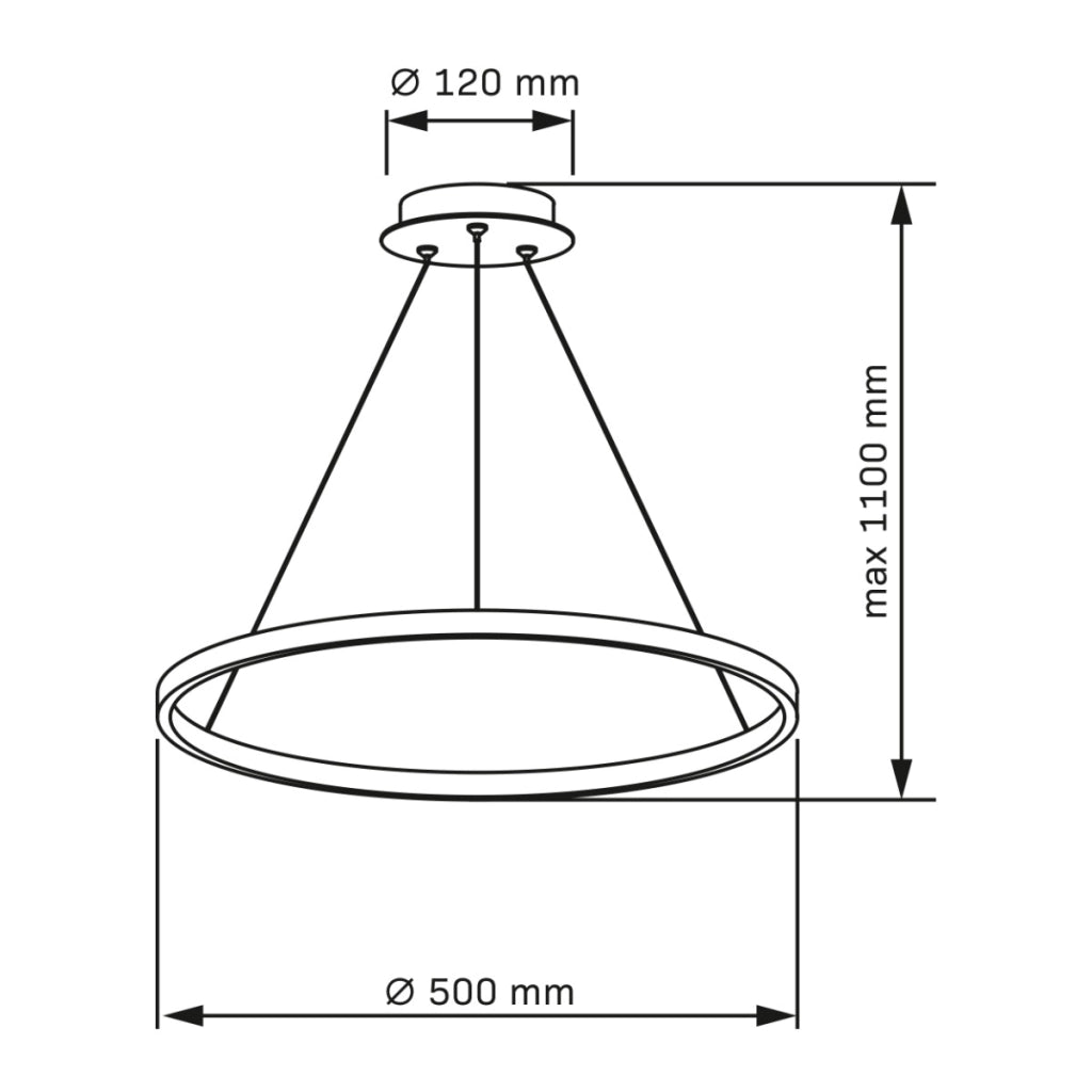 Lampada a sospensione moderna nera anello LED 20W 4000K Polux LEA