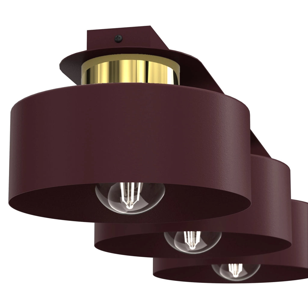 Lampada da soffitto a barra Marti 3xE27 bordeaux oro