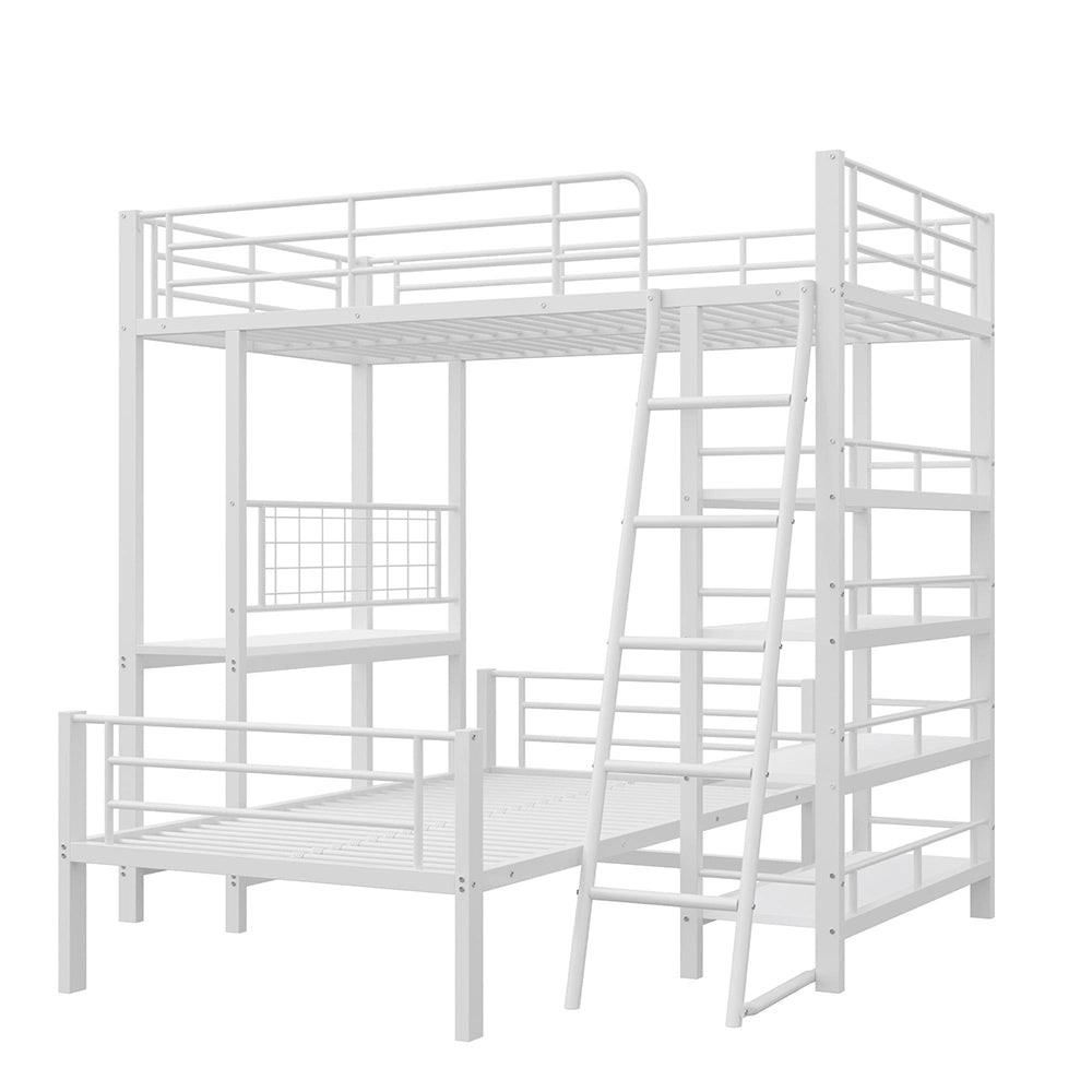 Letto mezzanino metallico 90x200cm - Xylo - bianco, multifunzione