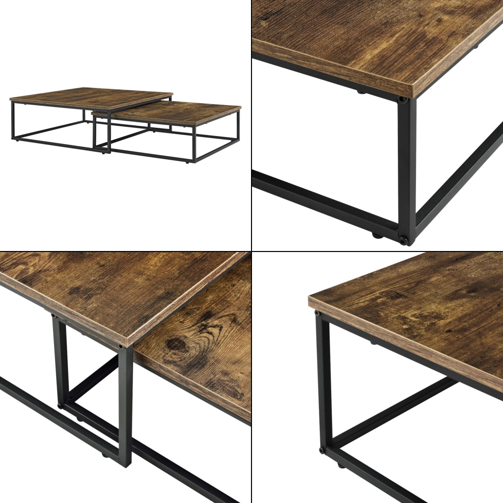 Set di 2 Tavolini Bassi Sovrapponibili Haninge - Color Legno Scuro [en.casa]