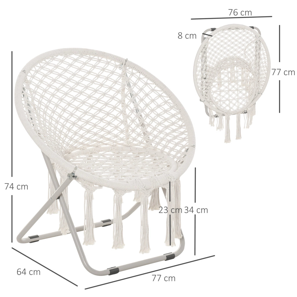 Poltrona da giardino rotonda pieghevole ¨C zephmum ¨C beige in cotone e poliestere
