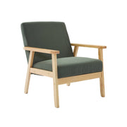 Poltrona scandinava in legno e velluto a coste, kaki