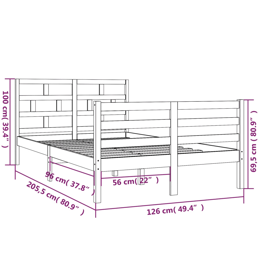 Giroletto-Struttura Letto Bianco in Legno Massello di Pino 120x200 cm 637825