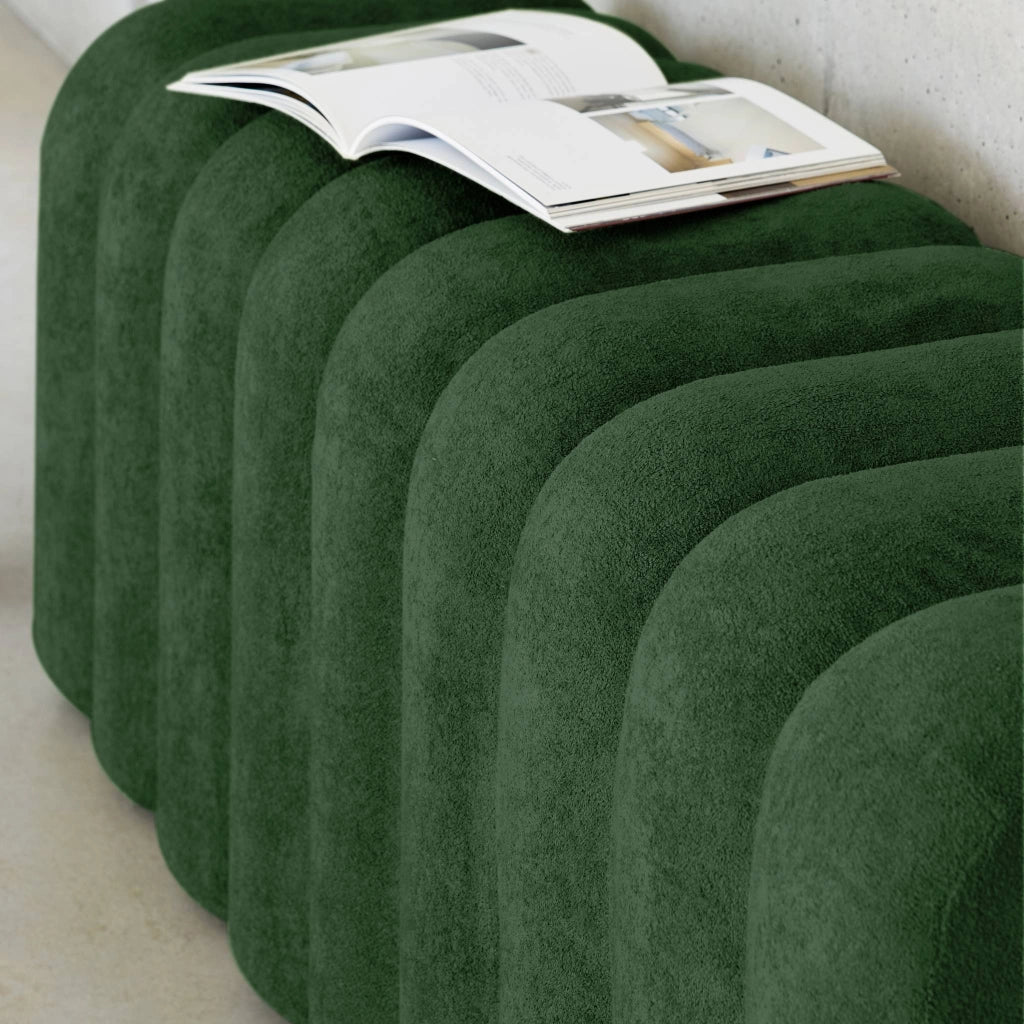 Panca, fine letto contemporaneo tessuto, verde scuro