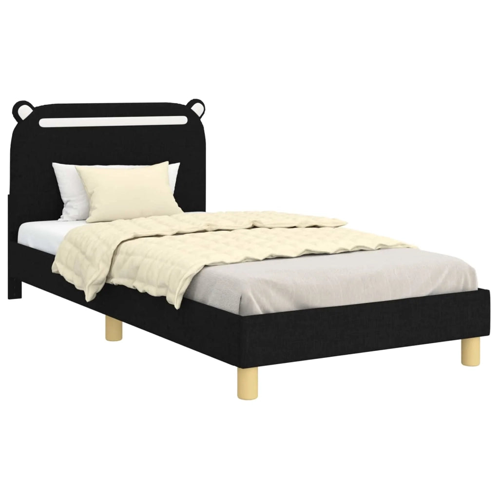 Struttura letto Bambini | Letto Infantile | Lettino con testata Nero 90 x 190 cm Tessuto