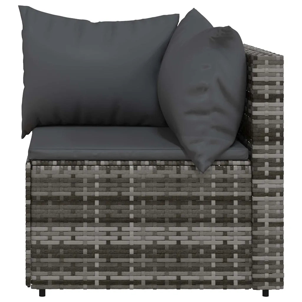Divani Angolari da Giardino con Cuscini 2pz Polyrattan Grigio 319762
