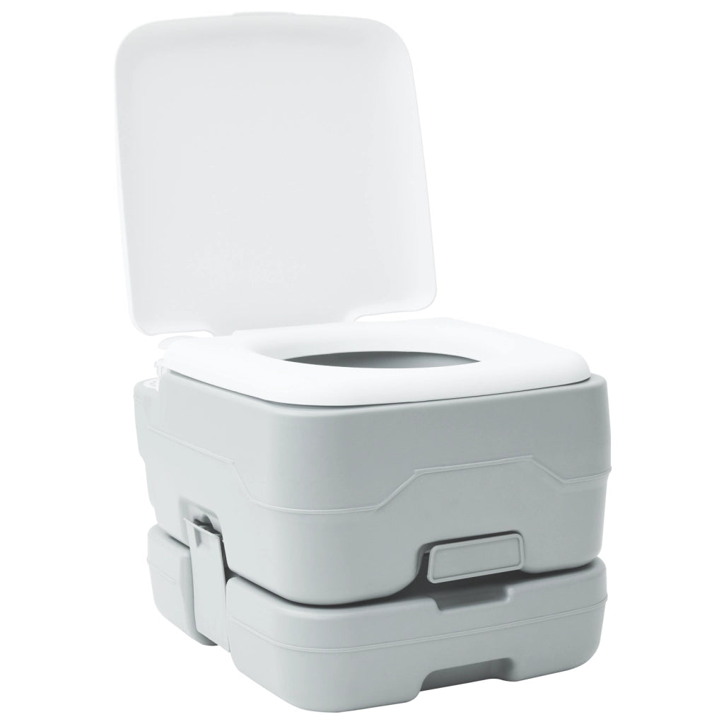 Toilette da Campeggio Portatile  Grigia con Serbatoio Acqua Fresca da 10L e Serbatoio Rifiuti da 10L
