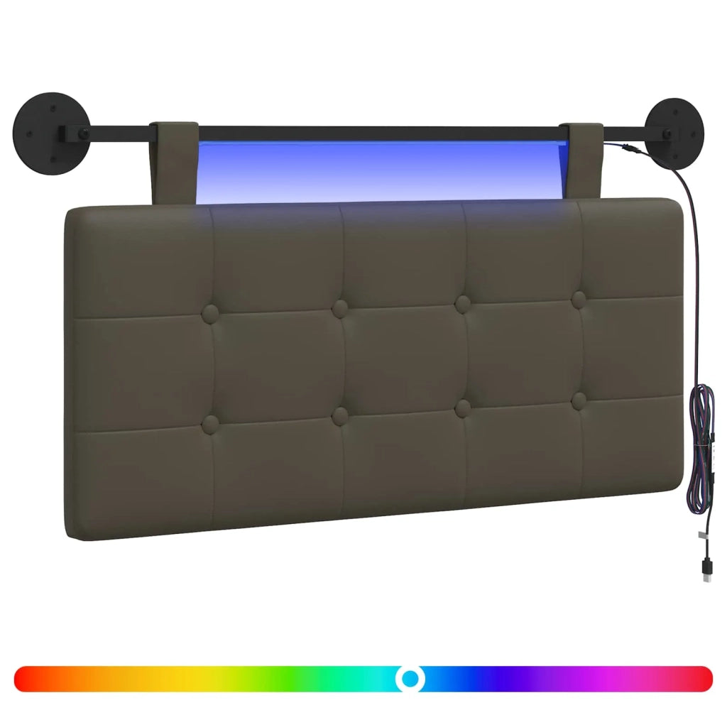 Testiera | Testata sospesa Con luce LED Grigio Similpelle
