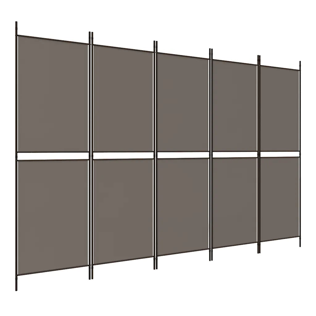 Divisorio a 5 Pannelli Antracite 250x180 cm Tessuto 350220