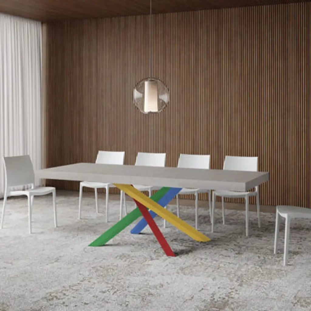 Tavolo allungabile 140/400x90 cm Volantis Premium cashmere gambe multicolore 4/B