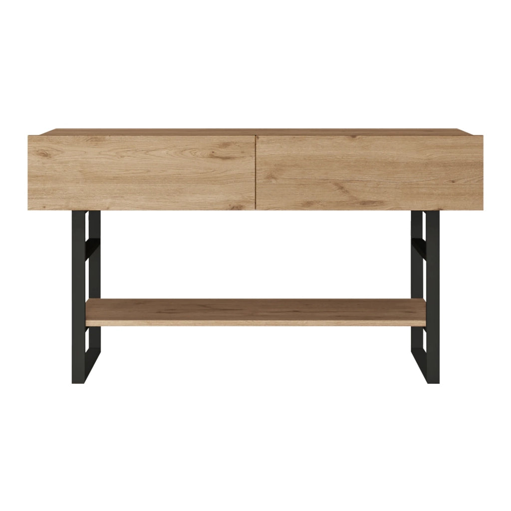 Tavolo consolle 76 x 139 x 43 cm effetto rovere/nero 03_0008587