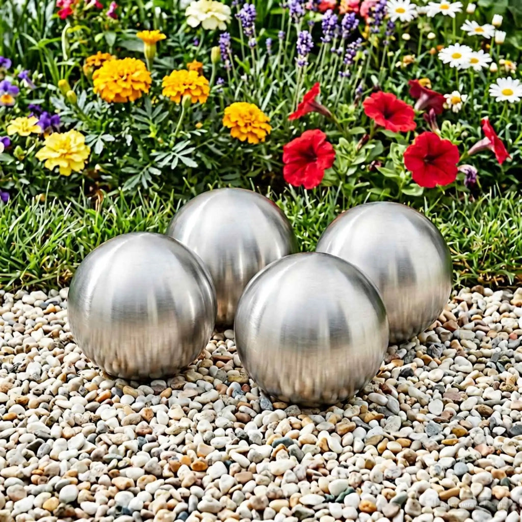 Palla Spazzolata 4 pcs Ø 10 cm Argento Acciaio Inossidabile 201 42008414