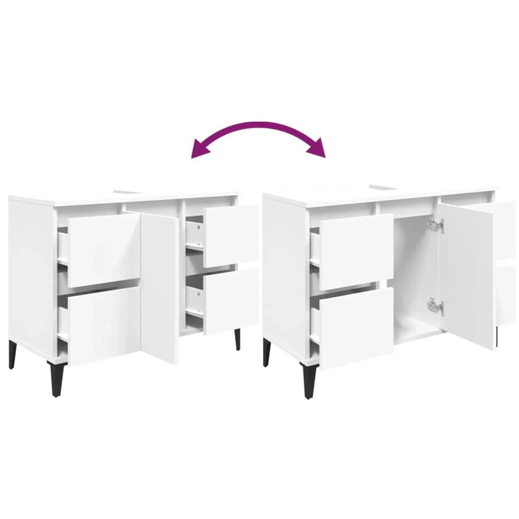 Mobile lavabo/lavabo 80 x 33 x 60 cm in legno laccato bianco 02_0006810