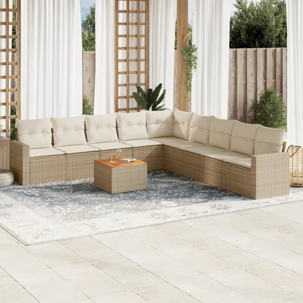 Set Divano da Giardino 10 pz con Cuscini Beige in Polyrattancod mxl 116926