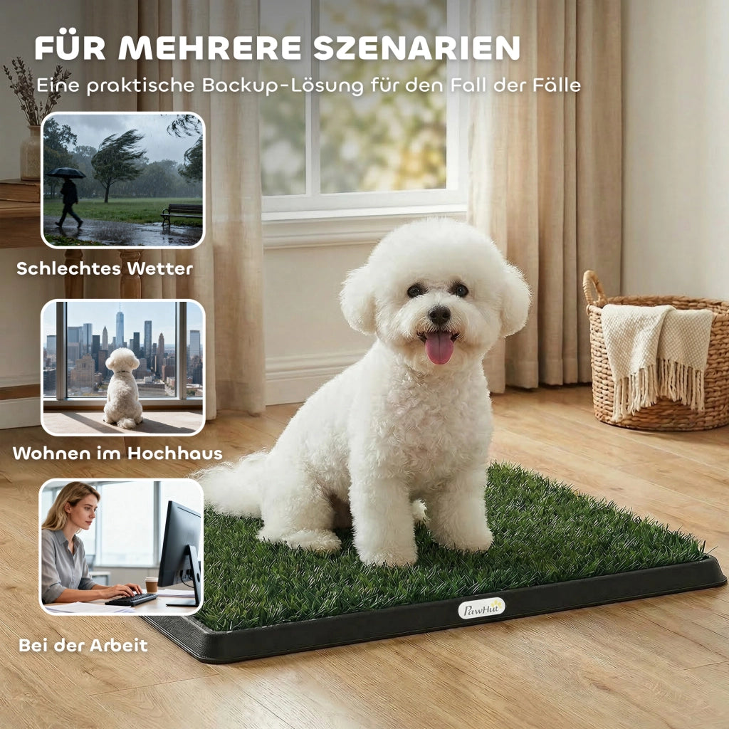 Toilette per Cani con Erba Sintetica Lavabile ¨C Zephmum ¨C 63x50.5 cm Nero+Verde