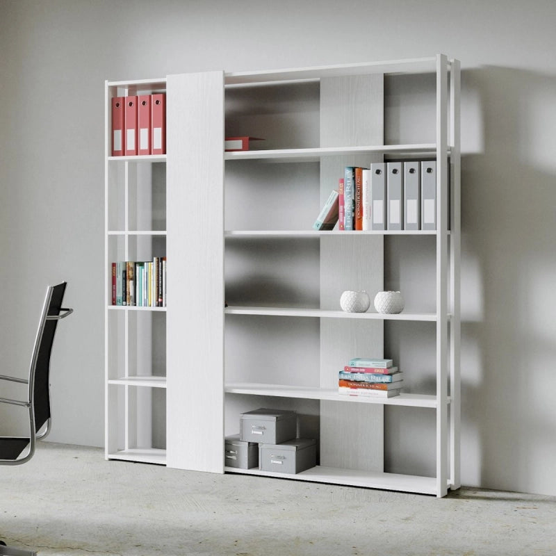 Composizione Libreria B Kato 6R 2 fianchi 4 fasce lunghe - Bianco Frassino