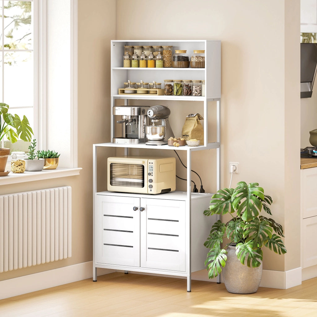Armadio Dispensa con Ripiani e Ante ¨C Zephmum ¨C Bianco, Legno e Acciaio, 80x42x171