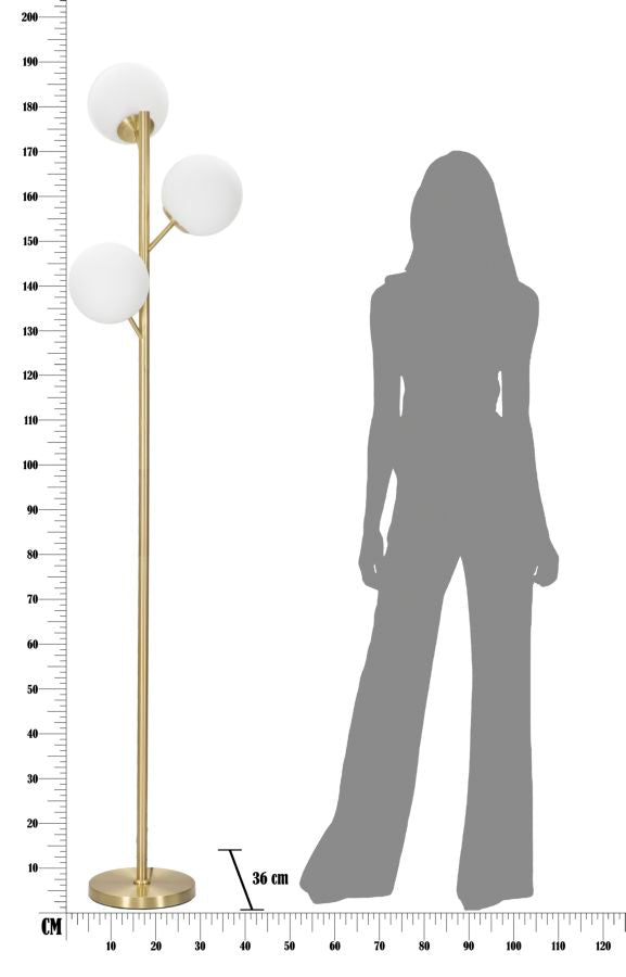 Lampada da Terra Glamy 3 Luci Ø36x190 cm in Ferro e Vetro Oro e Bianco