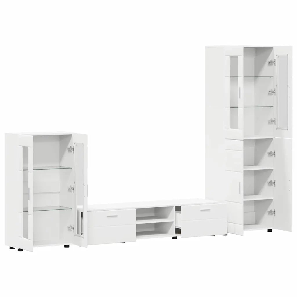 Set mobile TV con cassetto FLORIN Bianco Legno multistrato