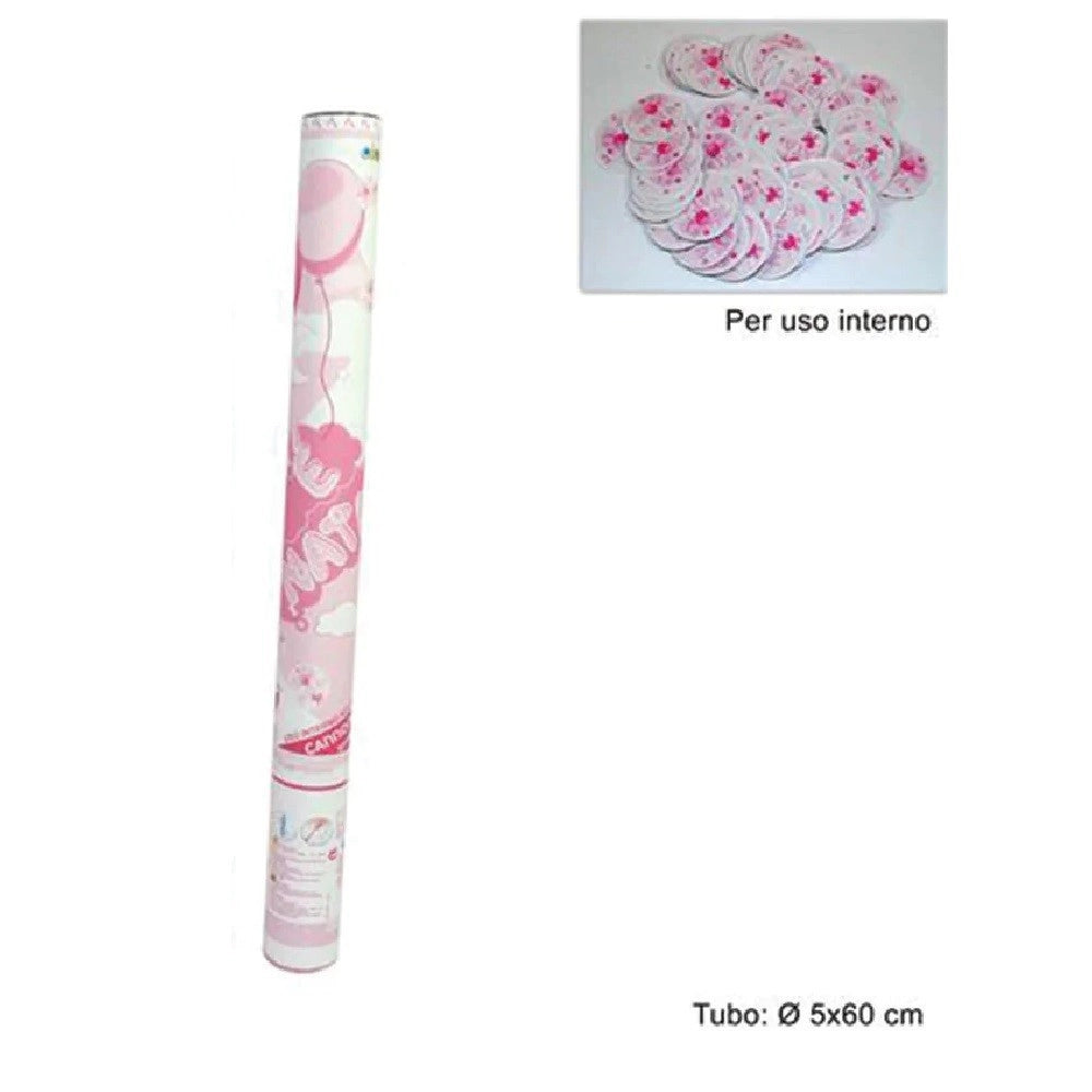 Trade Shop - 2 Pz Cannone Spara Coriandoli Nascita Bimba Party è Nata Rosa 60 Cm Uso Interno -