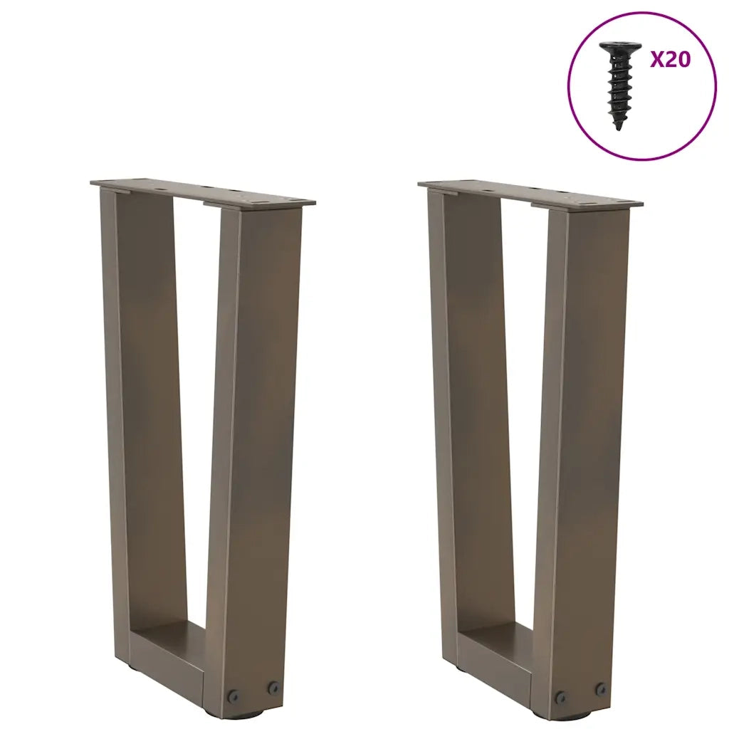 Gambe per Tavolino da CaffÃ¨ a Forma di V 2 pz Acciaio Naturale 38x(42-43,3) cm Acciaio