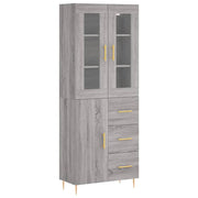 Buffet credenza cassettiera armadio mobile contenitore organizer cucina soggiorno salotto rovere Sonoma alto 69,5 x 34 x 180 cm legno ingegnerizzato grigio 02_0035496