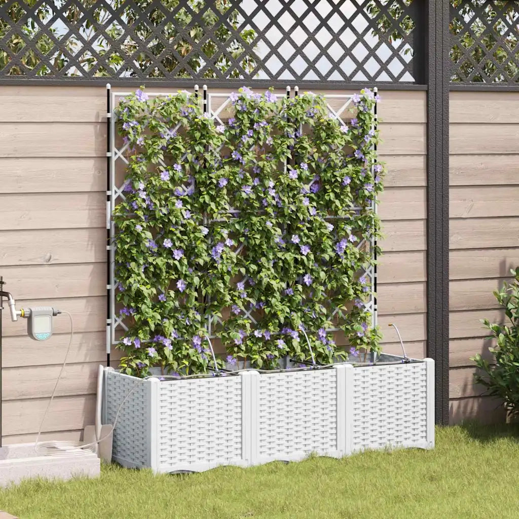 Vaso da giardino 3 pcs Bianco Plastica 42002921