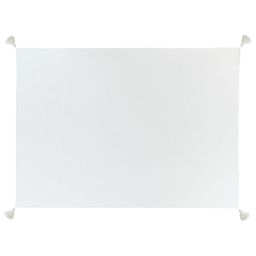 Copriletto in cotone bianco sporco 150 x 200 cm con frange Decorativo Camera da letto